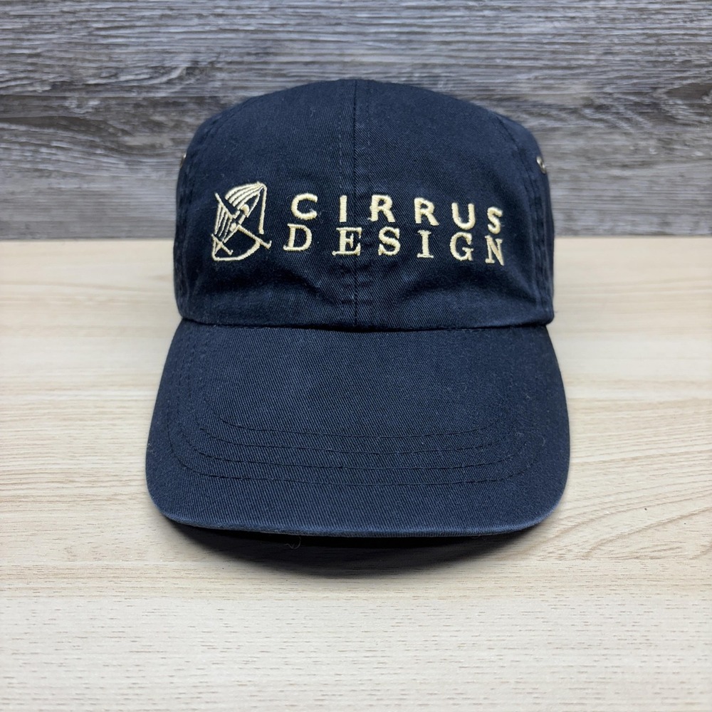 Cirrus Design Hat Cap Strap Back Black Gold Embroidered Aviation Mens
